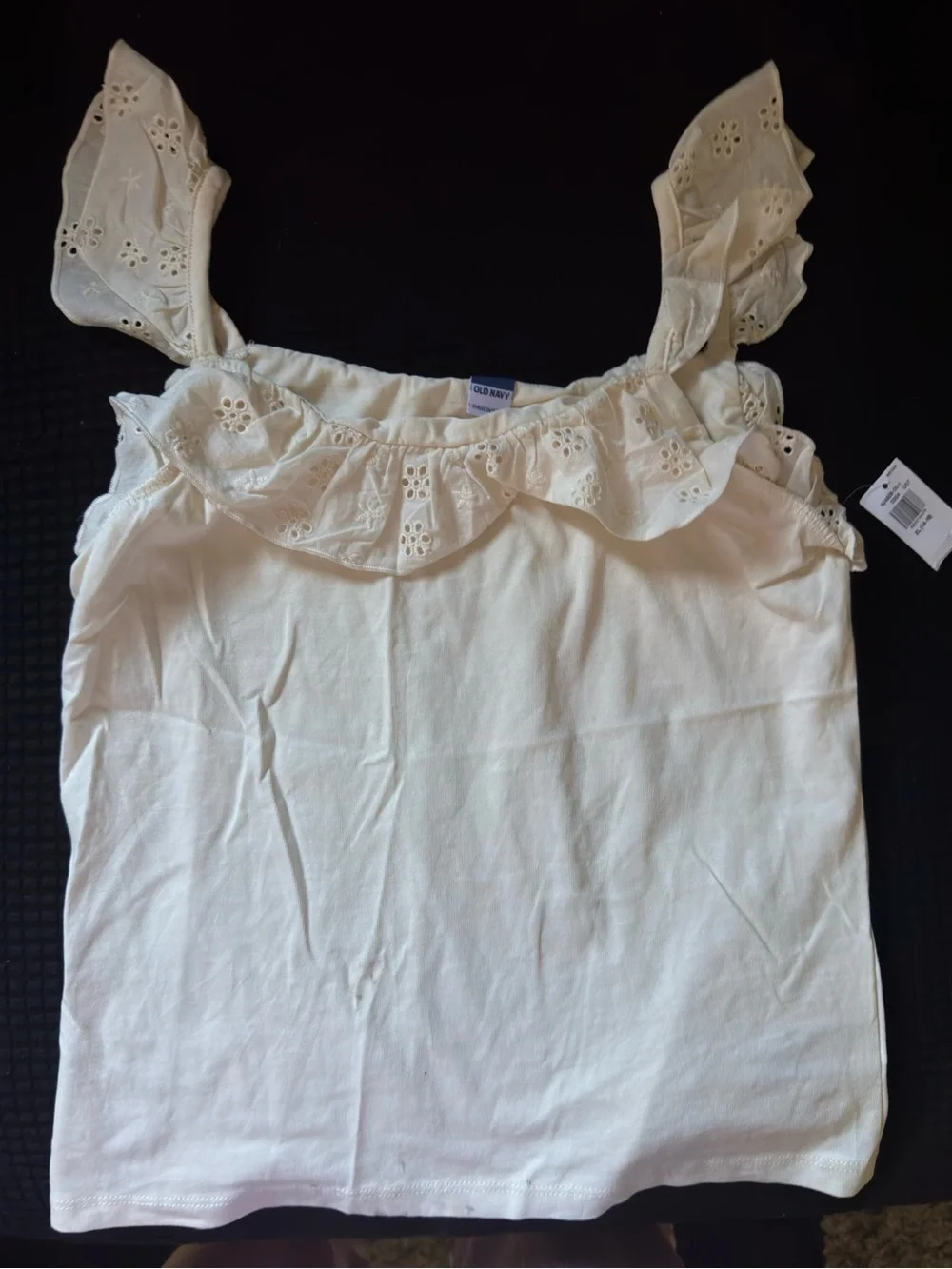 Old Navy Ruffle Eyelet Strap Tank Top - Hot Pink & White